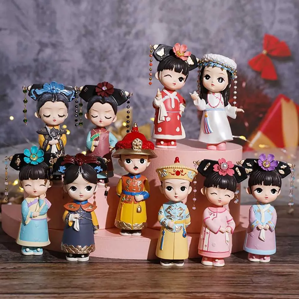 Blind Box Le palais de la série Gege Ornements Blind Box Qing Dynasty Doll Ancient Style Mystery Box Birthday Gift For Girl Room Decoration Y240422