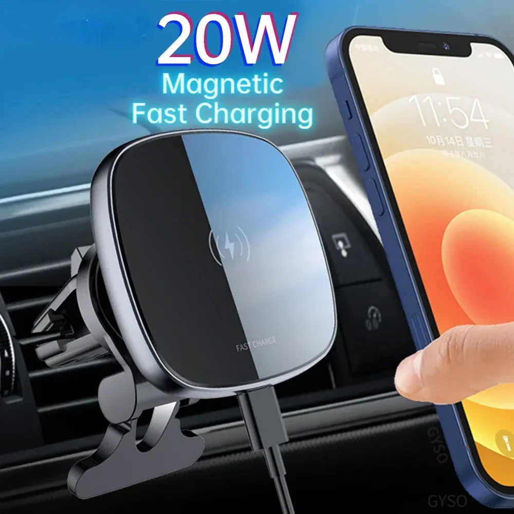 Laddare 20W Magnetic Car Wireless Charger Holder For iPhone 12 13 Mini 14 15 Pro Max 14 Plus Fast Car Charging Station Phone Stand