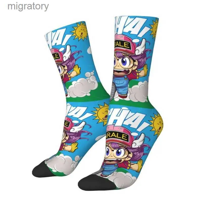 Skarpetki męskie Dr. Slumn Mens and Women Fun Sports Socks 3D Printing Arale Normaki Animation Comics Piłka nożna popularna YQ240423