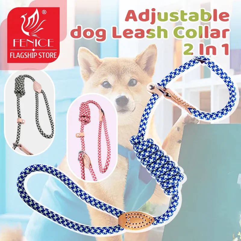 Kragen fenice duurzame slip touw honden riem kraag 2 in 1 verstelbare luskraag comfortabel klein meidum groot huisdier reflecterende riem