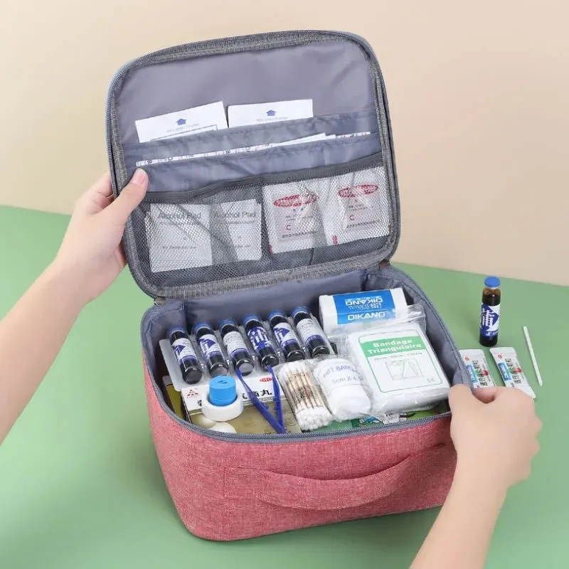 2024 Kit de primeros auxilios para el hogar Bolsa de almacenamiento de medicina de gran capacidad Vacío Caja de medicina de viaje portátil Bolsa de supervivencia Bolsa de emergencia para CARFOR Travel First Aid Bag