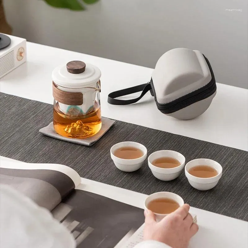 TEAWARE SETS Business Gift Teacup Set Travel Tea Ceramics Drinkware Cup Tools Portable Pot China Full Infuser Kitchen Dining