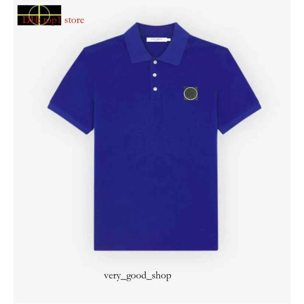 Brand Stone Jacket Polos Summer Classic Solid Mercerized Cotton Polo Shirt Men's Short Sleeve T-Shirt Casual Versatile Top 1906