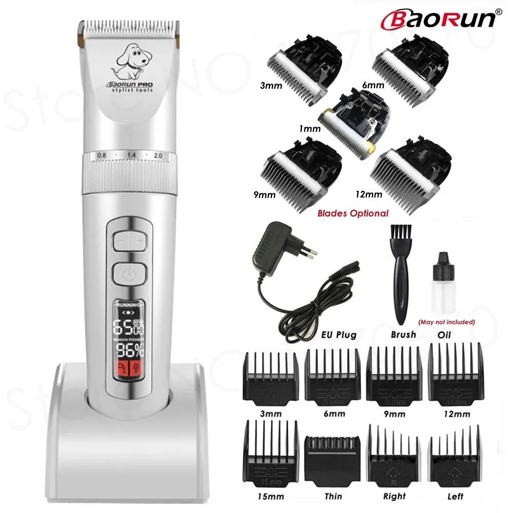 Clippers Baorun P9 Dog Clipper Professional LCD Display Pet Cat Clippers Frittaio Grooming Electricing Trimmer Macchina ricaricabile di capelli ricaricabile