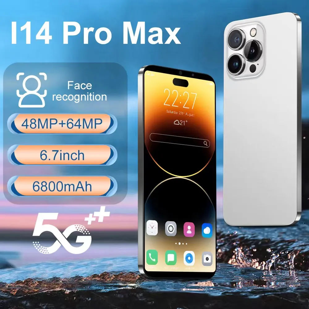 2024 العلامة التجارية الجديدة الأصلية I14 Pro Max 6.8 بوصة HD بملء الشاشة معرف الوجه الذكي 16 جيجابايت+1 تيرابايت الهواتف المحمولة الإصدار العالمي 4G 5G الهاتف الخليوي