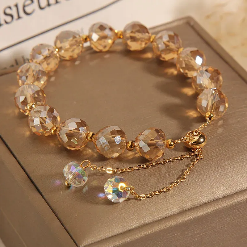 Strands G&D Exquis Colorful Artificial Austria Crystal Bracelet New Shiny Stone Beads Rope Chain Strand Bracelets for Women Party