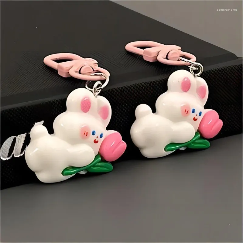 Keychains Creative Tulip Kawaii Hanglang Auto Hanging Chain Book Bag Accessoires Ins Style Exquisite Gift Friends Key Ring