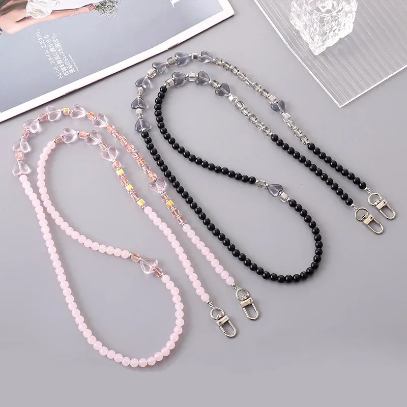 New Phone Hanging Rope Long Love Beaded Diagonal Cross Chain Luggage Hanging Decoration Personalized Chain Jewelry for Women