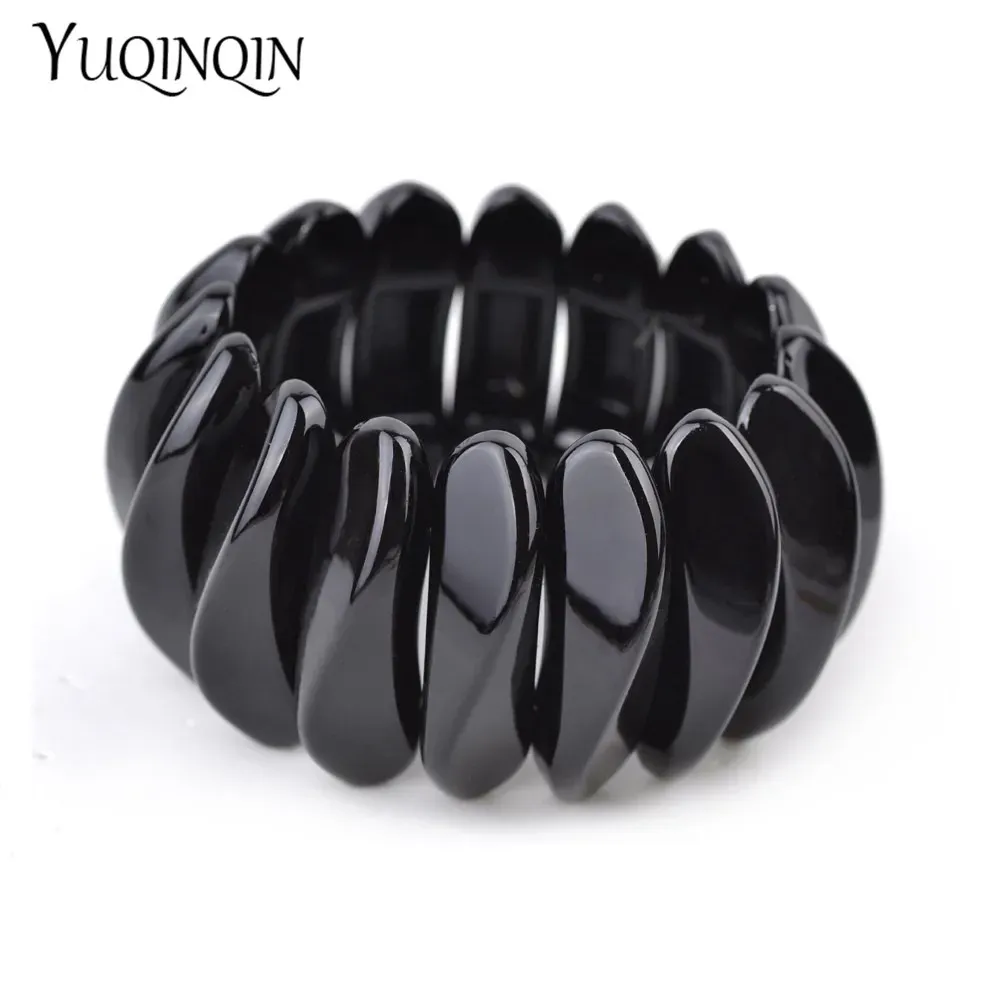 Strands Vintagec Resin Fashion Wide Cuff Bracelets Bangles for Women Stretch Acrylic Link Bracelet Hand Female Charms Simple New Jewelry