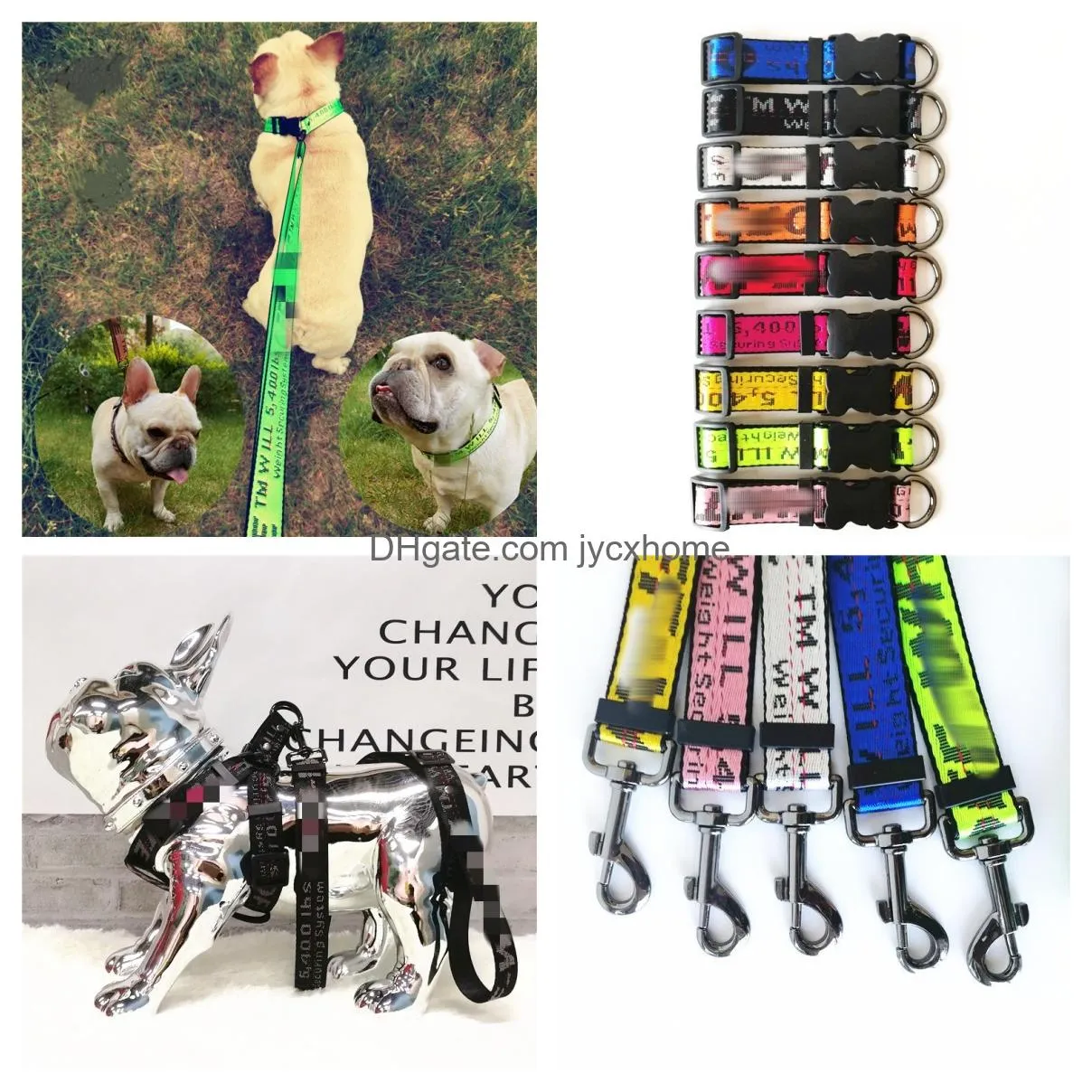 Dog Collars Leashes Designer Dog Harness and Leashes Set Classic Letters Pattern Collar Leash Safety Belt for Small MediumDhmup