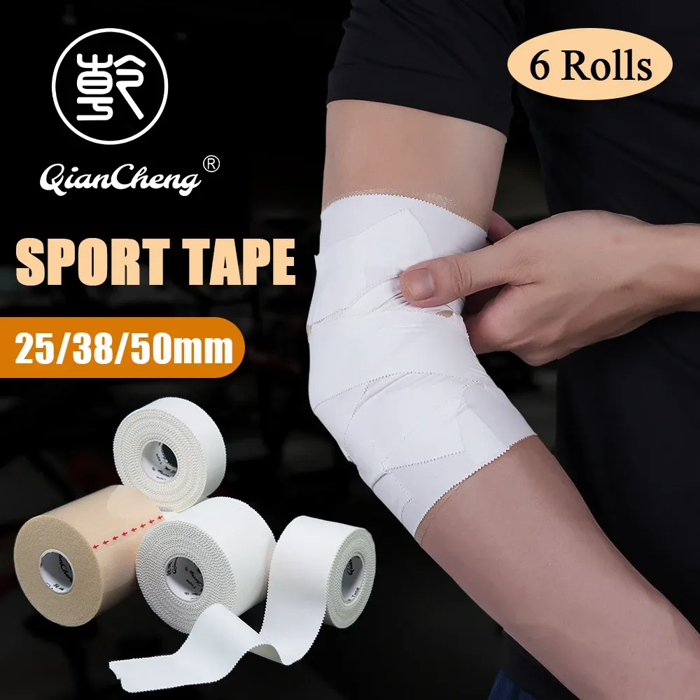 Pads 6rolls Athletic Tape katoenschuim Underwrap Physio Tape Sport spierondersteuning voor knie pols enkel vinger lijmig elastisch verband