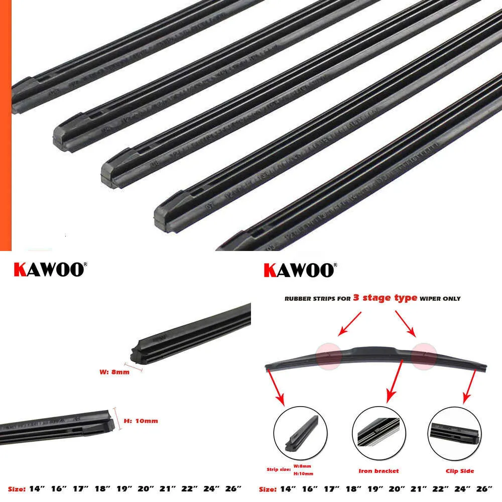 Nieuwe nieuwe nieuwe Kawoo Car Vehicle Insert Rubber Strip Wisser Blade (bijvulling) 8 mm Soft 14 "16" 17 "18" 19 "20" 21 "22" 24 "26" 28 "1 PCS ACCESSOIRES