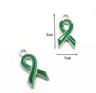 Strands Wholesale 100pcs/lot liver Cancer Green Ribbon Dangle Charms Pendant For DIY Bracelet Necklace Earrings Jewellery Making