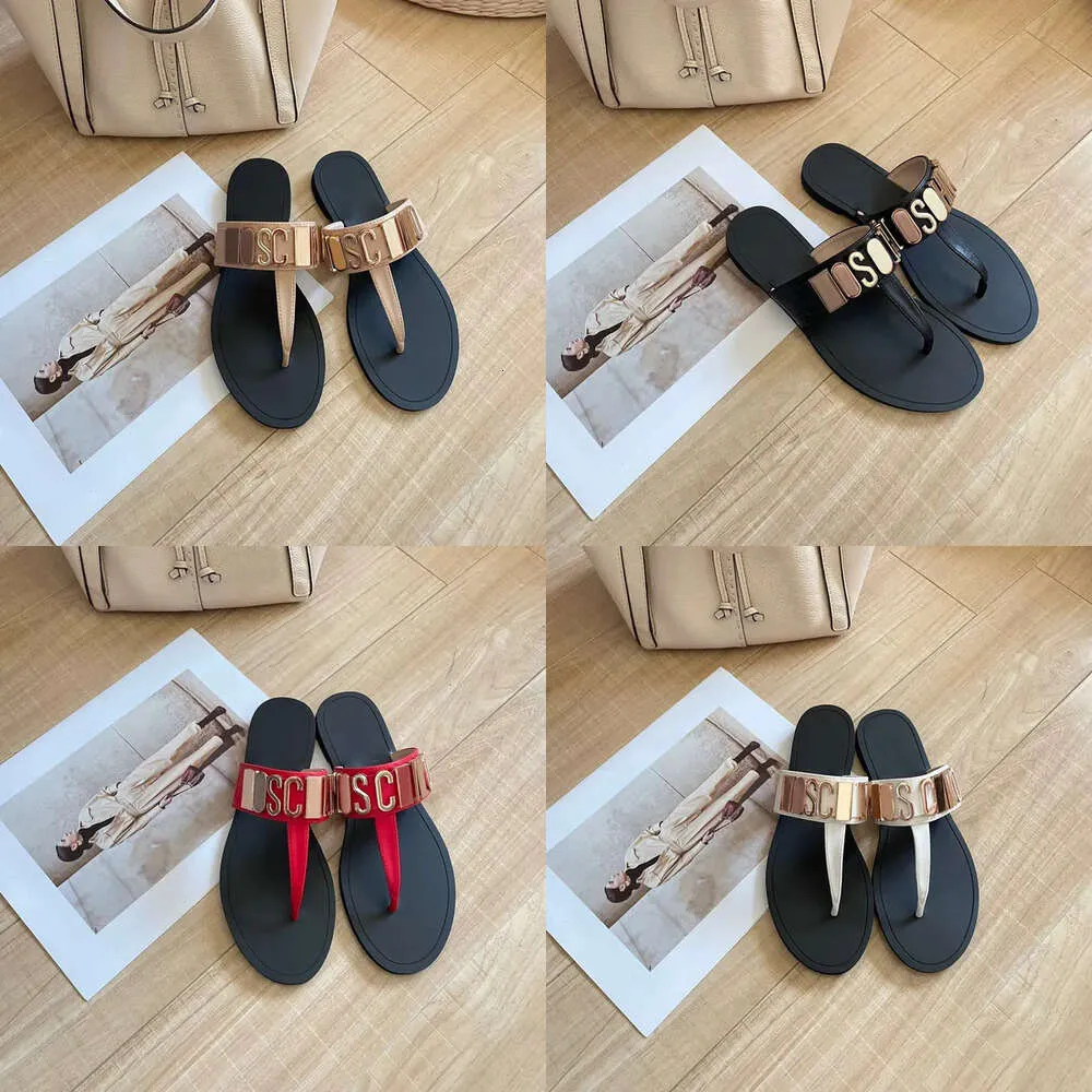 Brand Italian Mo Schino Sandal Flip Flops Designer Shoe Flat Heel Slipper Thong Women Womens Black White Sliders Pool Travel Slide Mule Summer Outdoors Swim s