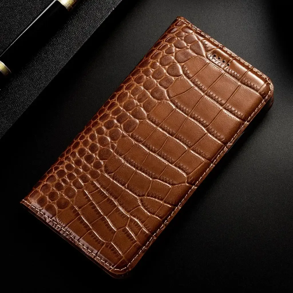 Buty do Xiaomi Redmi Note 4 4x 5 6 7 8 8t 9 9s 10 10s 11 11e 11s 12 Pro Max Case Crocodile Prawdziwy klapka skórzana pokrywa telefonu