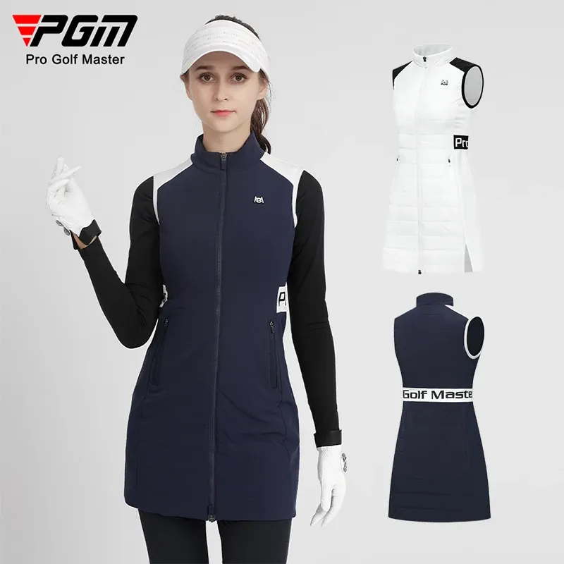 Vestes PGM Femmes d'hiver Golf Long Verte chaude Coton à l'intérieur du gilet dames minces épaissis