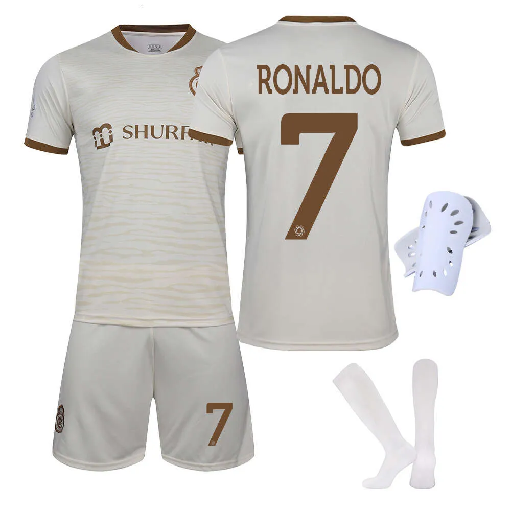 2223 Al-Nassr FC Victory Second Tournament No.7 Ronaldo Shirt Set Saudi League White Jersey With Socks