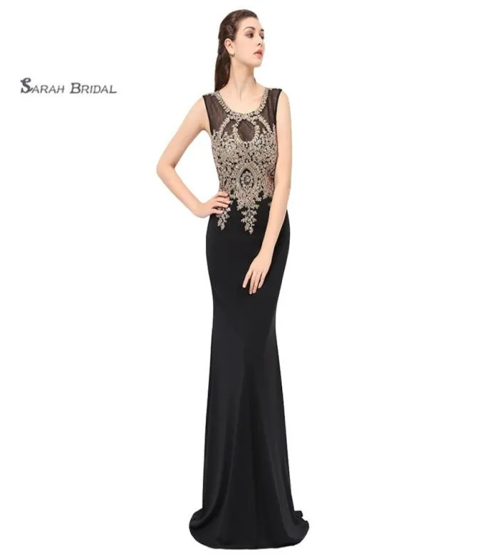 Sjöjungfrun spetspärlor sexiga svarta prom partyklänningar 2019 sexig elegant vestidos de festa kvällstillfällen ärmlös klänning lx3609736600