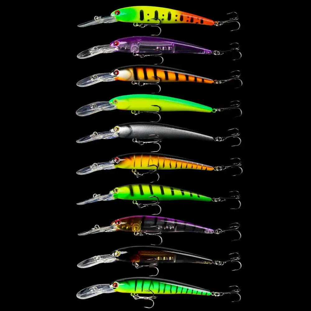 Accessoires 10pc Minnow Fischerei Köder Laser Hartkünstliche Köder 3d Augen 12,5 cm 11g Fischerei Wobbler Hechtkarpfen Köder Crankbaits Angel Tackle