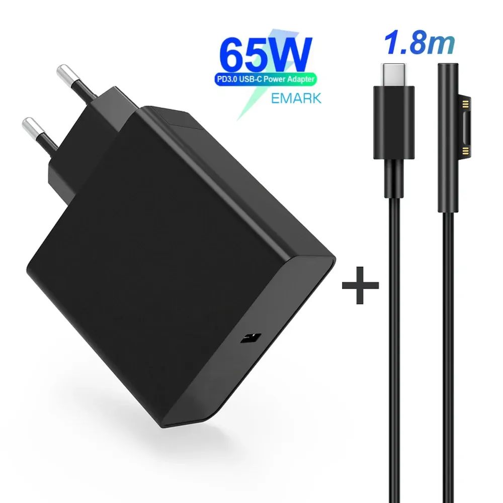 Chargers 65w Pd Typec Charger Supply Power Adapter 15v 12v 2.58a for Microsoft Surface Pro 3/4/5/go 2017 1631 1724 Tablet Charger Cable