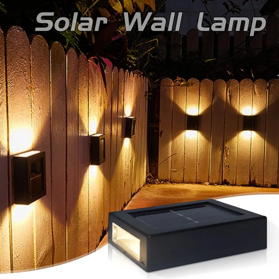 Outdoor Solar Wall Lamp LED Garden Light Waterproof Up And Down Glow For Balcony yard Street Landscape Decor 240411