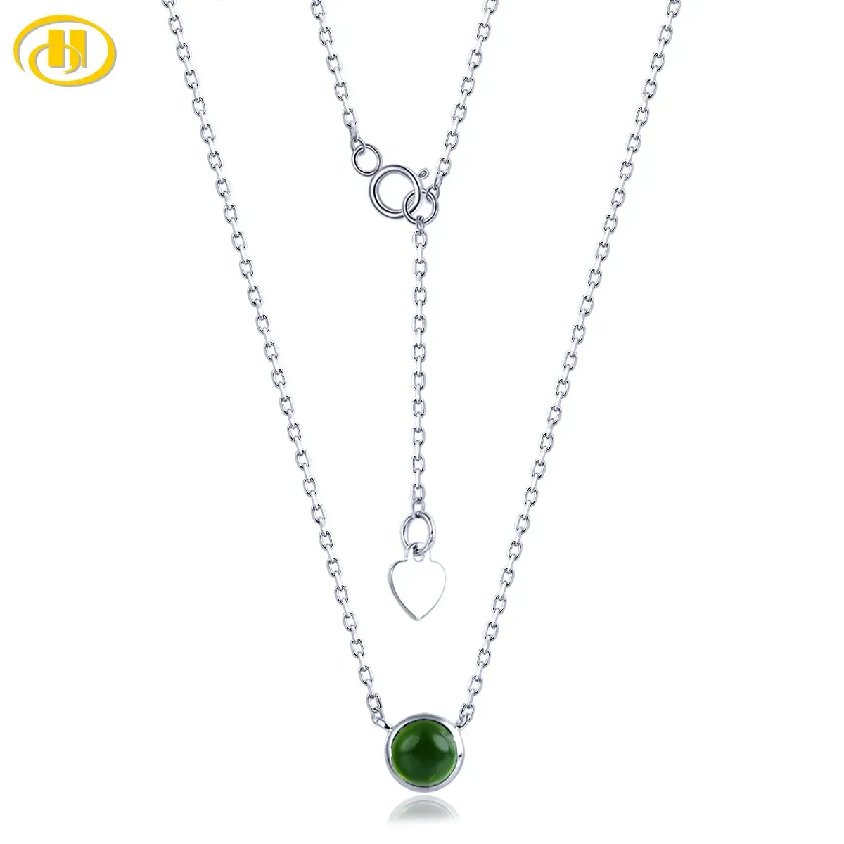 Pendants Natural Chrome Diopside Sterling Silver Women's Pendant Lovely Style Round 5mm Cabochon Cutting S925 Fine Jewelrys Gifts