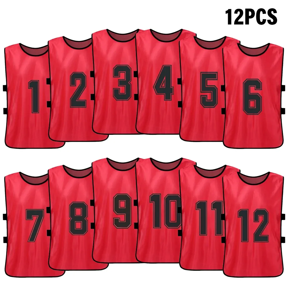 Soccer 6/12 PCS Vuxna Soccer Pinnies Snabbtorkning av fotbollslagtröjor Sports Soccer Team Training Numbered Bibbs Practice Sports Vest