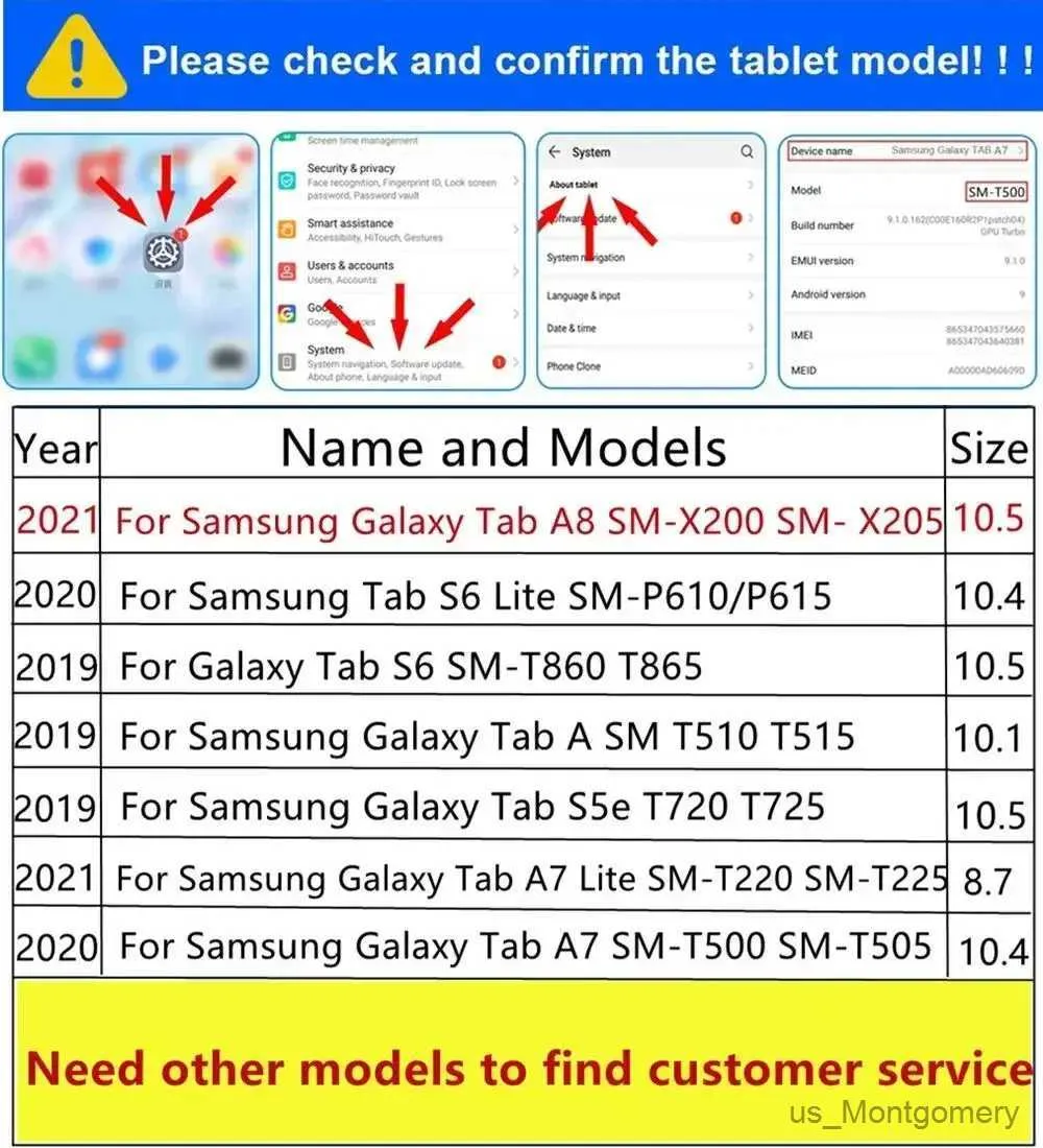 Tablet -PC -Koffer Taschenkoffer für Galaxy Tab A8 10.5 Tablet Deckungsstand Hülle A6 10.1 A7 10.4 A9 8.7 Fälle T500 T220