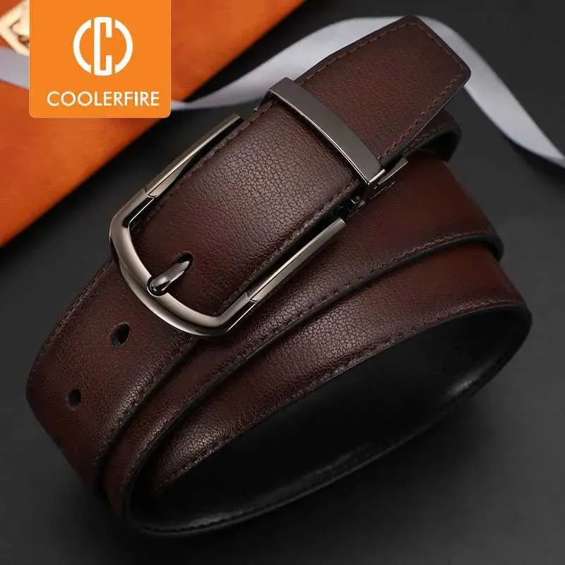 Taille -kettingbanden Men Echte lederen riem cm 110 cm 120cm 130 cm 140 cm 150 cm 160 cm mrivesible Buckle Brown and Black Business Drappen voor mannen Y240422