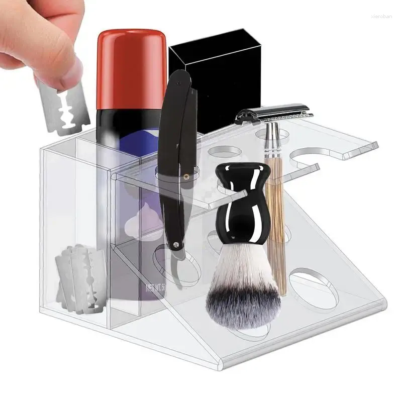 Förvaringslådor akrylarrangörer för rakknivar arrangör står rakapparat transparent textur skrivbord kosmetisk makeup borste