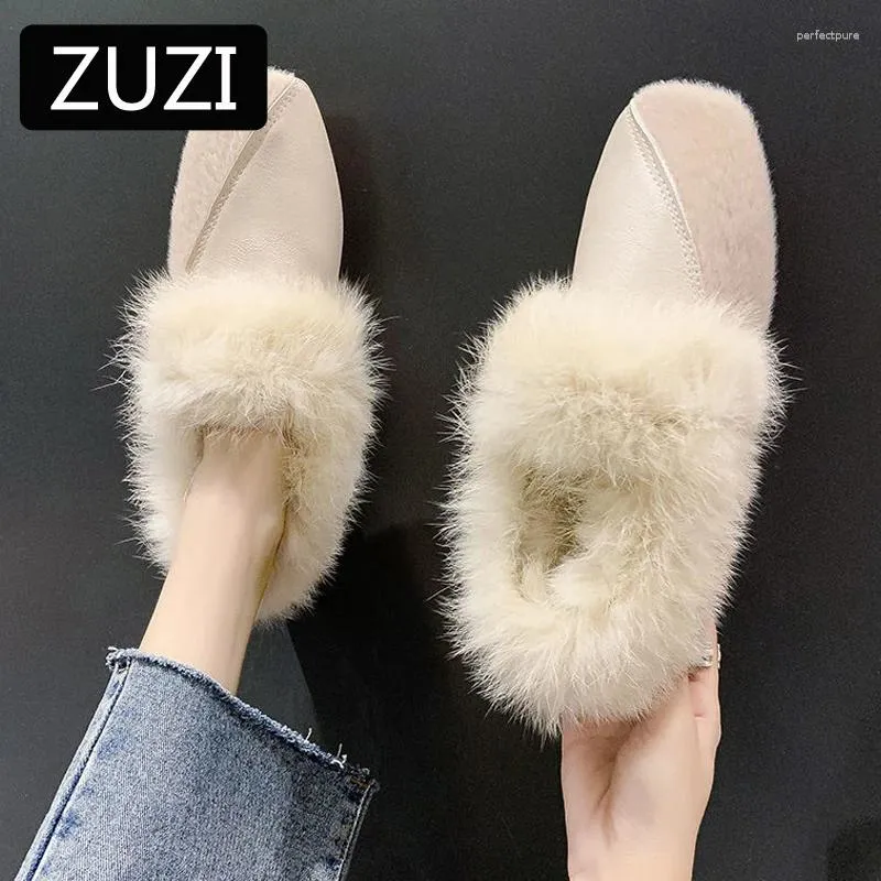 أحذية غير رسمية Zuzi Flat Lofers Furry 2024 أزياء الخريف والشتاء بالإضافة