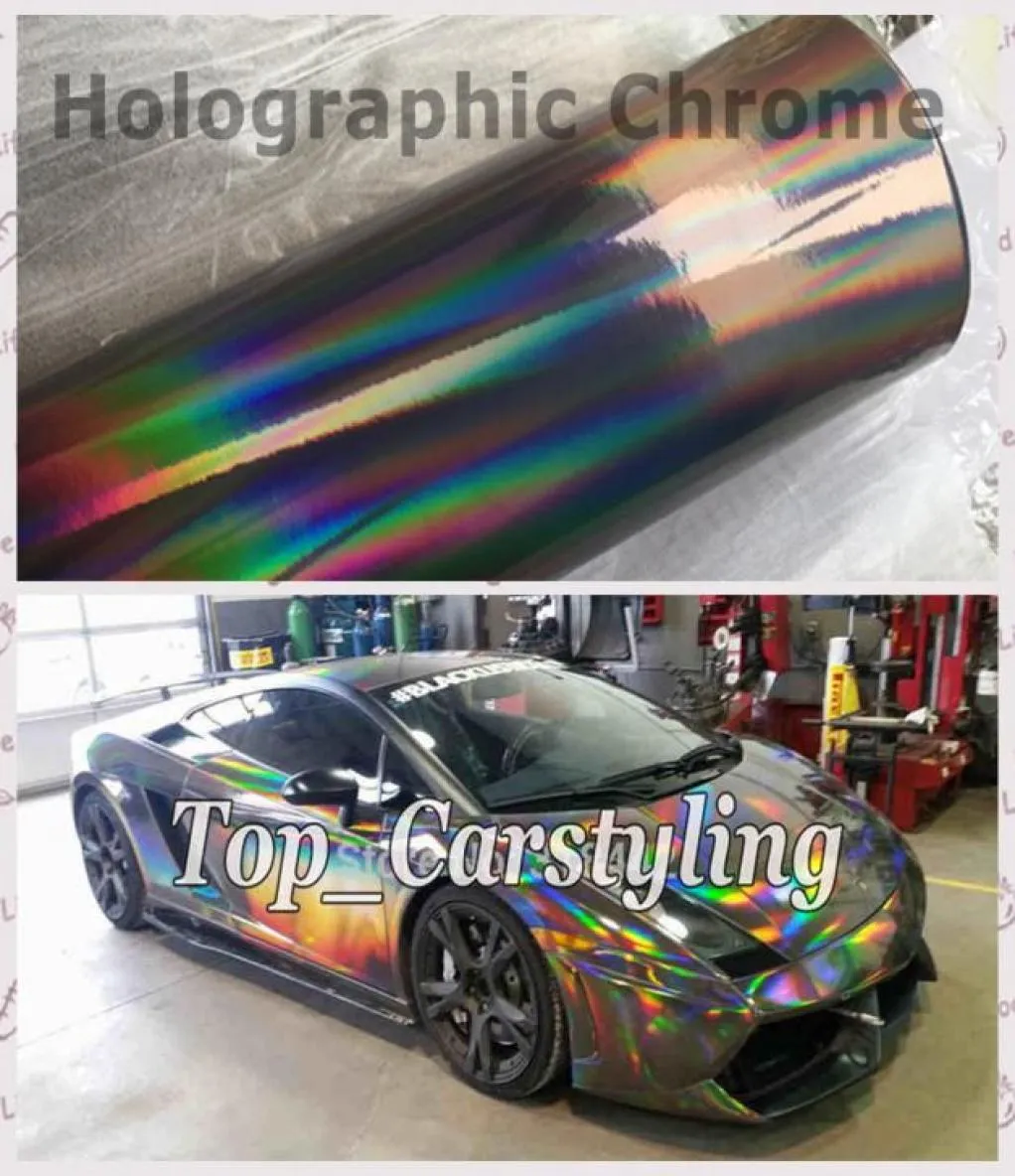 152x20m argent noir holographique laser chromé chrome Vinyle film wrap avec air 2 couleur disponible enveloppe graphique FOI4978123