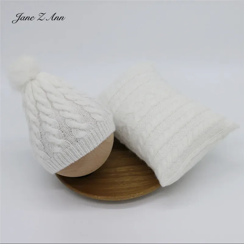 Accessoires Photographie pour enfants Props Nouveau-nés Handmade White Wool Ball Cap + Pillow Set Studio Shooting Accessoires