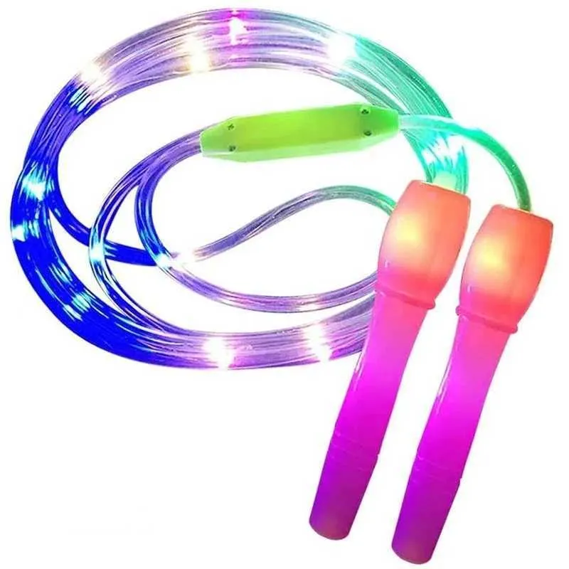 Jump Ropes Ny Fun Fitness Hopping Rope LED Light Jumping Childrens Luminescence Home School Childrens fysisk träning Rope Color Random Y240423