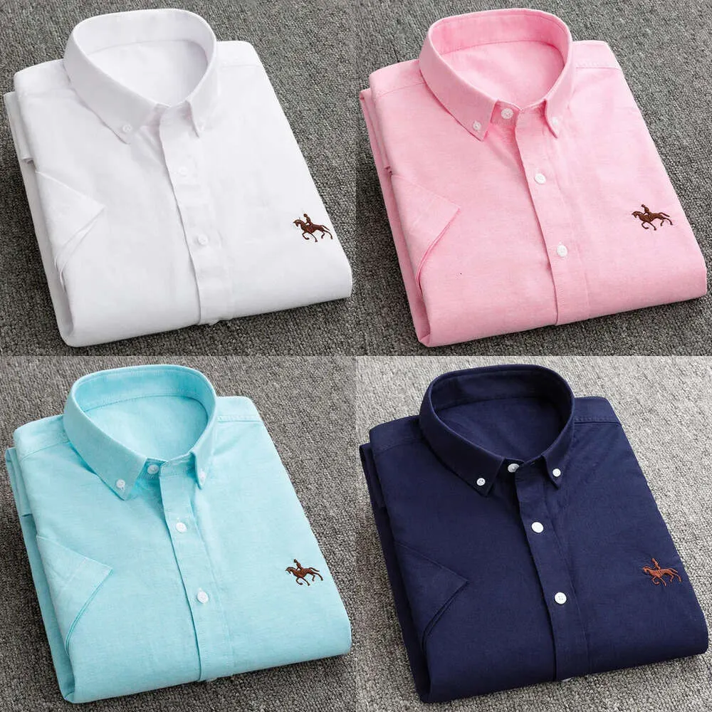 طوق الصيف القصير في الصيف ، طوق منتظم FIT Oxford Fabric 100 ٪ Cotton ممتازة مريحة رجال رجال غير رسميين 220322