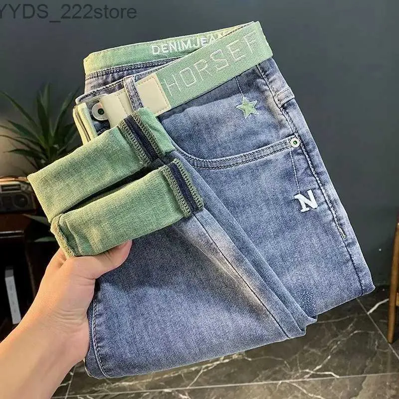 Moda de jeans femeninos Spring Harajuku Hip Hop Corea de lujo Corea de lujo para hombres High Dead Borded Slim Fit Goods Denim Jeans YQ240423