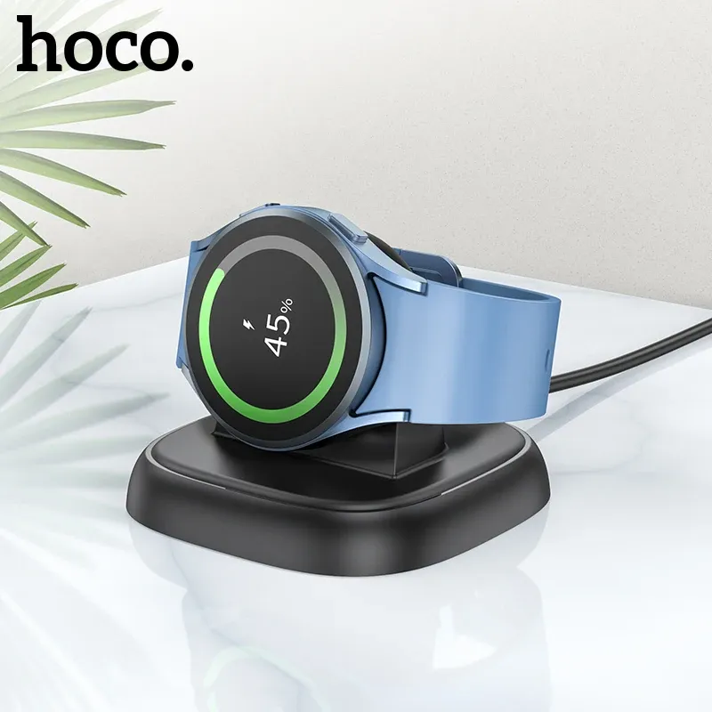 Chargers Hoco CW49 Desktop Wireless Charging Station för Samsung Galaxy Watch 1/2/3/4/5 Wireless Charger Smart Watch Dock Charging Stand Stand Stand