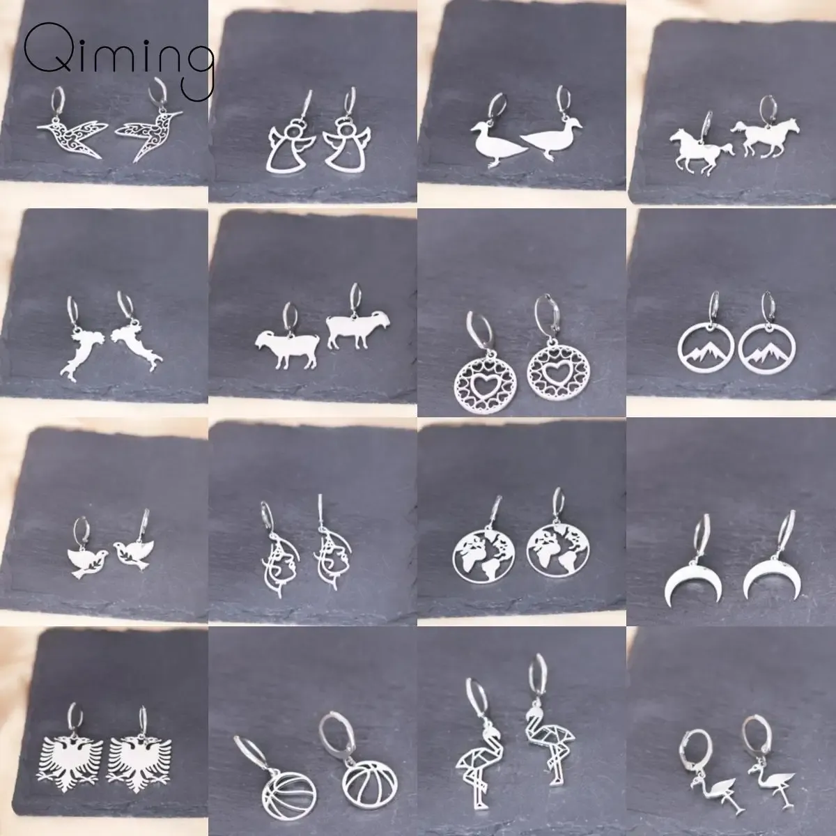 Brincos brincos de aço inoxidável Hoops Girls Girls Duck Moon Swan Piercing Dangle Drop Brinco vintage