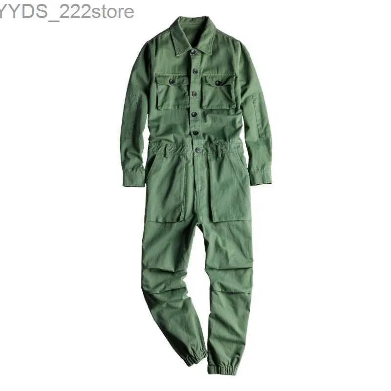 Kvinnors jeans män långärmad ficklast jogger jumpsuit casual jacka med byxor svart armé grön khaki färg yq240423