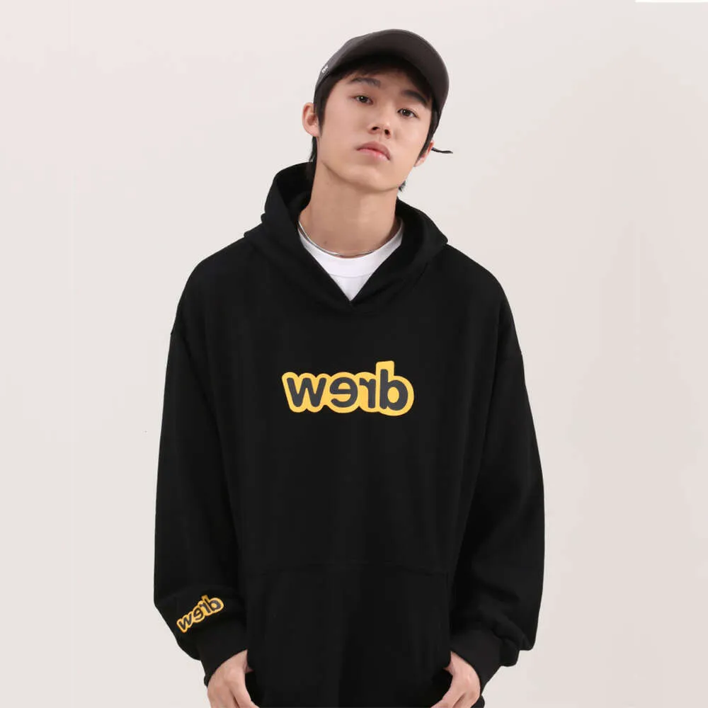 NOEASY Biber S Same Style Drew Smiling Face American Fashion Brand Loose Couple Wear Long Sleeved Letter Hooded Sweater For Men And Women
