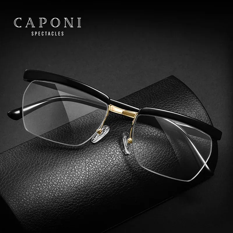 Lenses Caponi Tom Hardy Legend Glasses Men Half Frame Computer Glasses Frame Blue Light Blocking Optical Men's Eyeglasses Bf1053