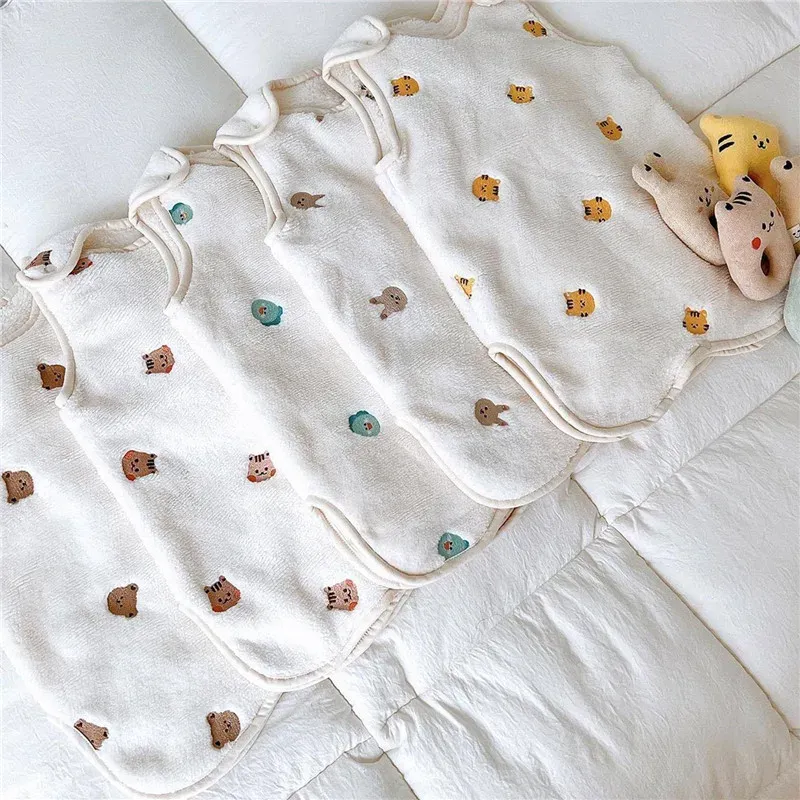 Torebki ins koreańskie śpiwór dziecięcy jesienna zima gęstość koralowa polar antikick kamizelka dziecięca podzielona spać worek ciepła piżama