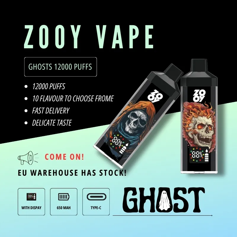 zooy vape new product eu warehouse disposable vape pen ZOOY ghosts 12000 puff vapeghost chair 12000 puffs led ghost light vapers