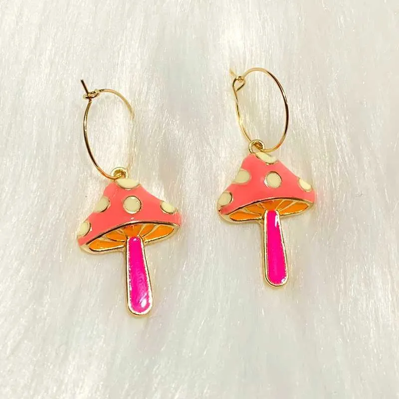 Charm Harajuku Jewelry Rainbow Mushroom Earrings Korean Fashion Vintage Kawaii Aesthetic Earrings for Women Y2k Accessories Punk Y240423