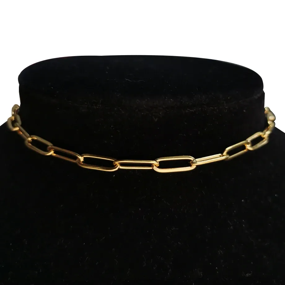 Kettingen goud kleur roestvrijstalen choker ketting vrouwen hiphop punk korte doos link nekketens voor vrouwen sieraden kraag de moda 2019