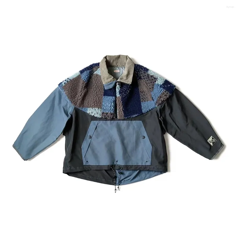 Jacket Jacket Jacket Polar Fleece Nylon Patchwork Workwear de trabalho elegante e elegante estilo Japan Outwear