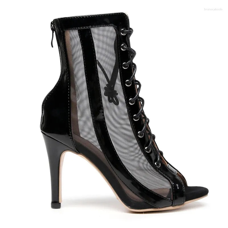 Chaussures de danse 2024 Femmes Boots latins Black Bachata Salsa danse pour femme High Heel Ballroom Top Outdoor