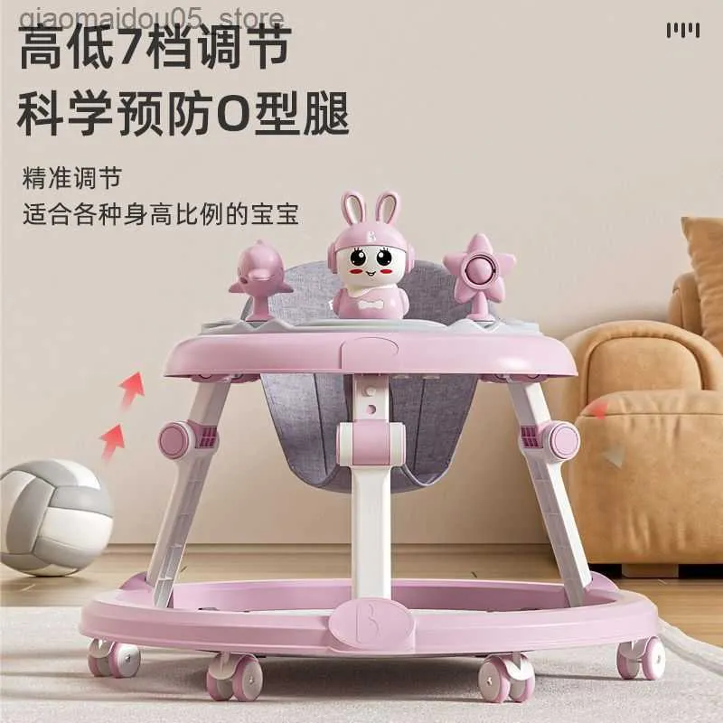 Baby Walkers Baby Walker Müzik Çok Fonksiyonlu Anti Anti O şeklindeki bacak Anti Rollover Hafif ve Katlanabilir 6-18 aylık Bebek Walker Q240423