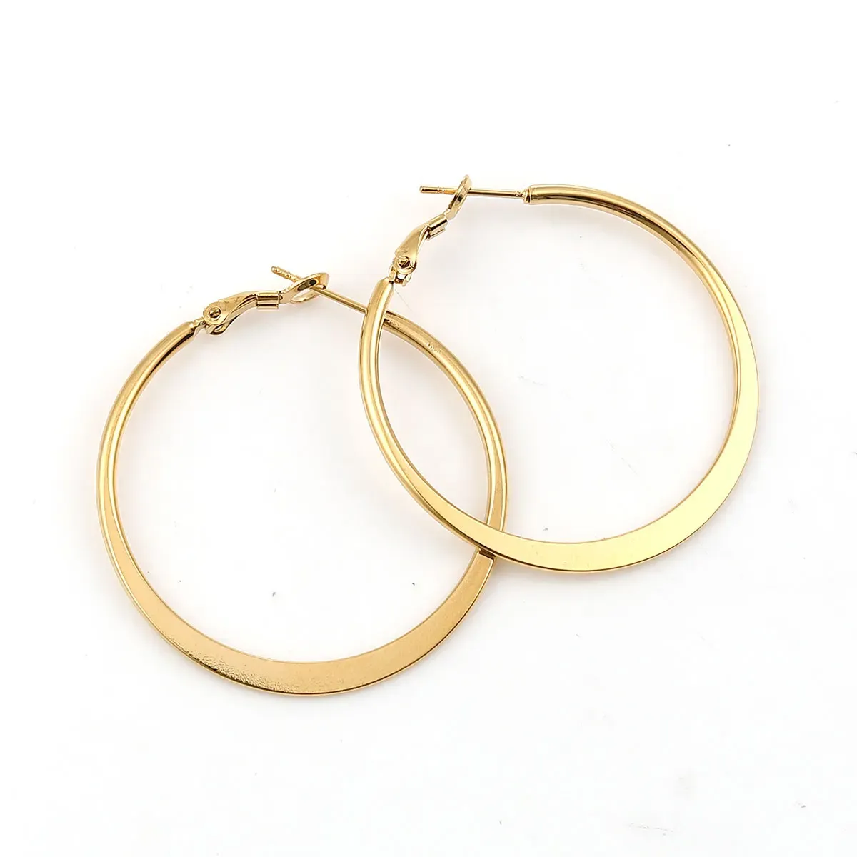 Earrings 1 Pair 316 Stainless Steel Circle Hoop Earrings Gold Color Round Earrings For Women Ladies Fashion Trendy Ear Jewelry 40mm Dia.