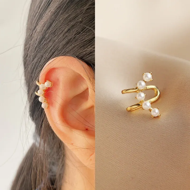 Kolczyki Modyle Nowy moda ucha mankiet bez przebijania kolczyki do ucha dla kobiet dziewczęta złoto kolor Pearcuf Ear Ear Ear Jewelry Prezent